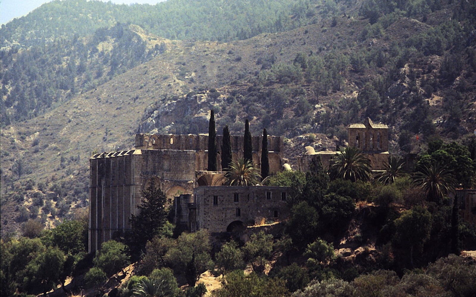 Bellapais Abbey set against the Kyrenia mountains