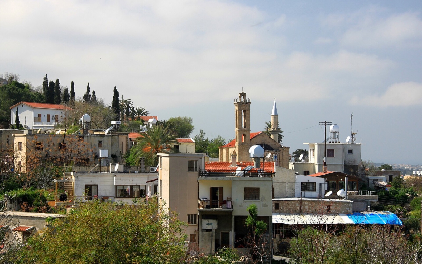 Lapta village with its church tower and mosque minaret
