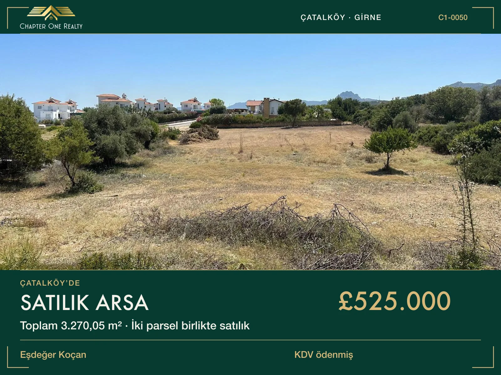 3.270,05 m² Grundstück zum Verkauf in Çatalköy, Kyrenia — Chapter One Realty